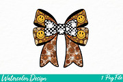 floral fall bow smiley face Png, an Illustration by Watercolor design (Thumbnail 1 of 3)