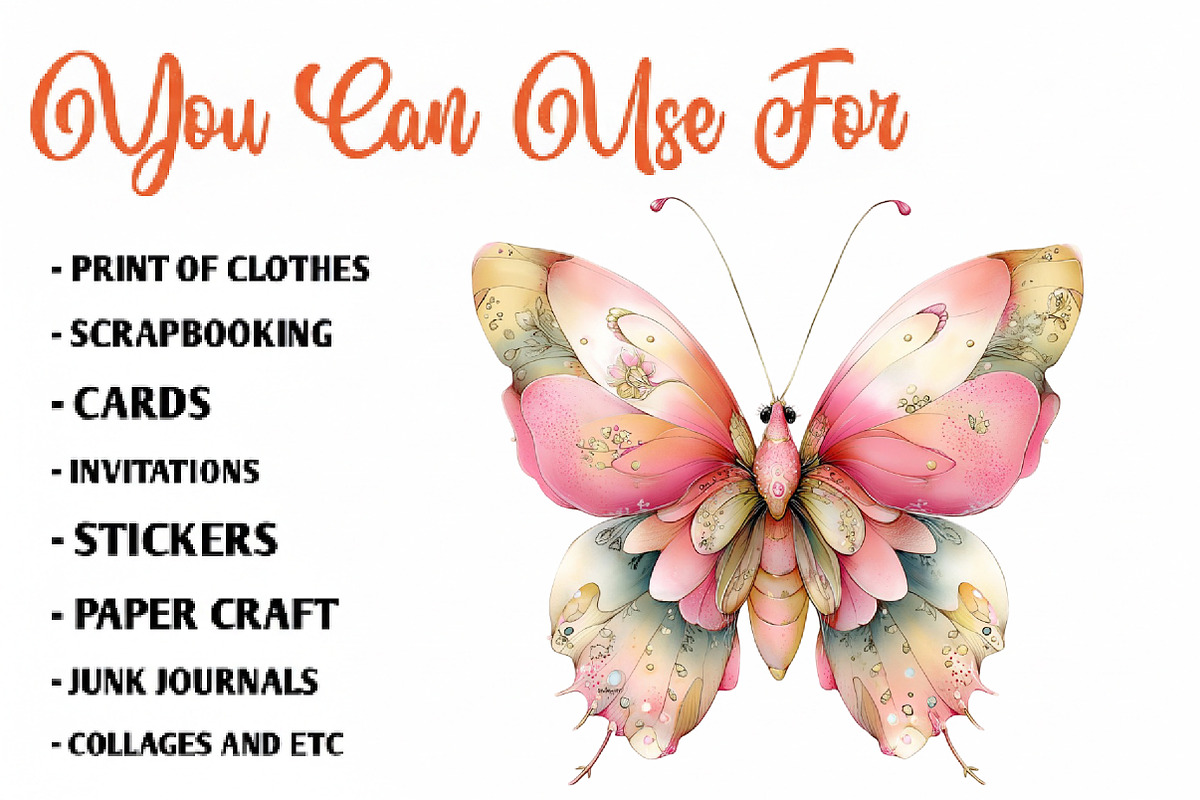 Spring Butterfly Sublimation Clipart, an Illustration by CreationArt (Photo 2 of 7)