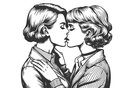 Romantic Vintage Illustration of Two, a Person Illustration by AlexArt