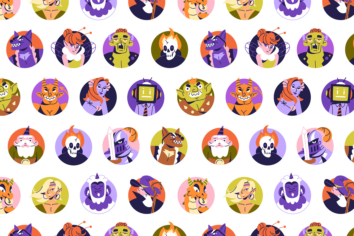 Fantasy characters avatars set, a Person Illustration by PaperTrident (Photo 5 of 5)