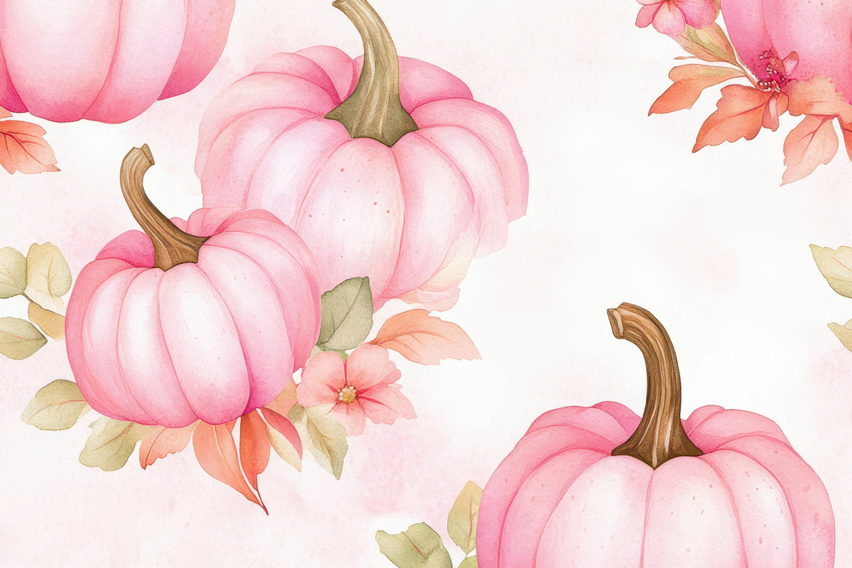 Floral Pumpkin Seamless, an Illustration by Mashimara (Photo 4 of 6)