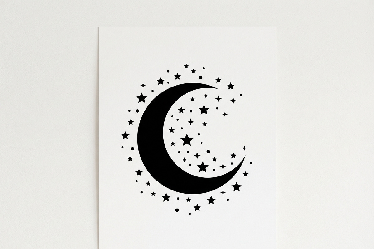 50 Crescent Moon with Stars, an Empty State Illustration by Amazin_art (Photo 9 of 47)