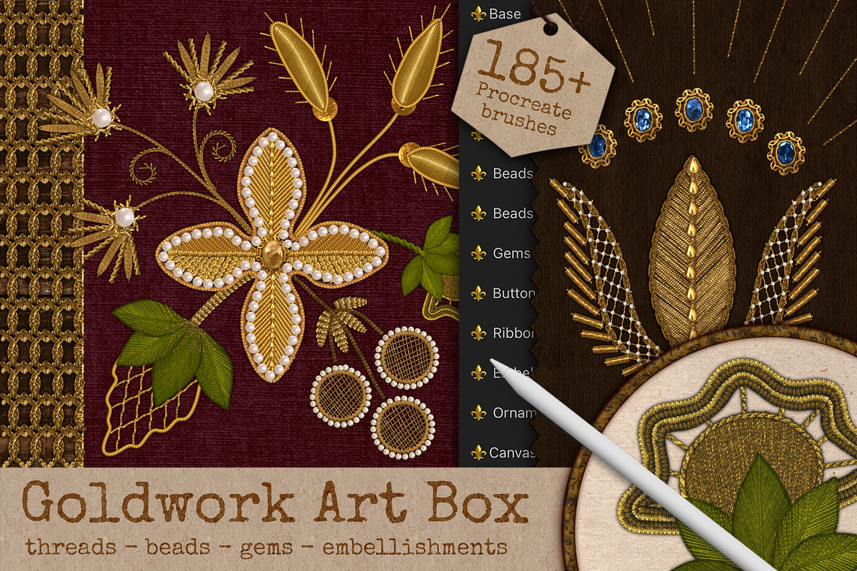 Goldwork Art Box For Procreate, a Brush Add-On by bokettori (Photo 2 of 18)