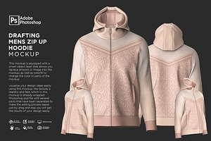 Drafting Mens Zip Up Hoodie Mockup