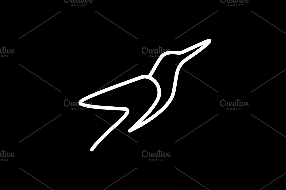 heron bird flying line minimal logo, a Branding & Logo Template by devastd