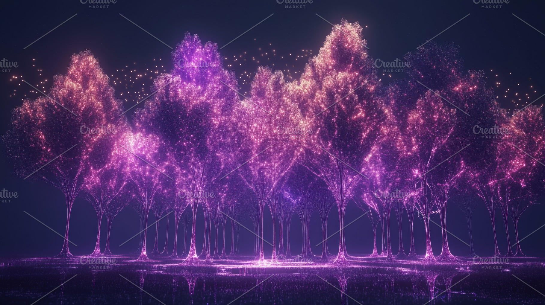 A mystical forest scene with trees illuminated in vibrant shades of purple and, a Photo by Textures & Backgrounds