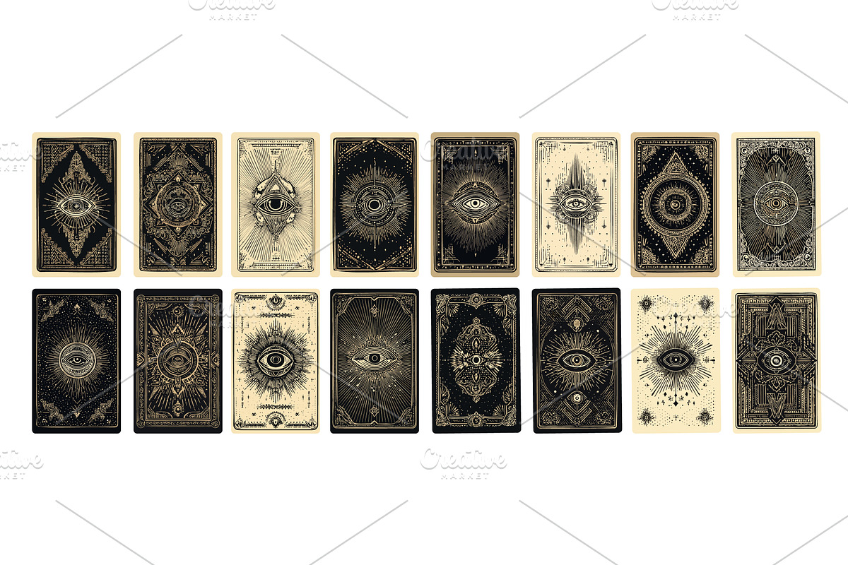 Occult tarot card backs cartoon, a Texture Illustration by Onyx