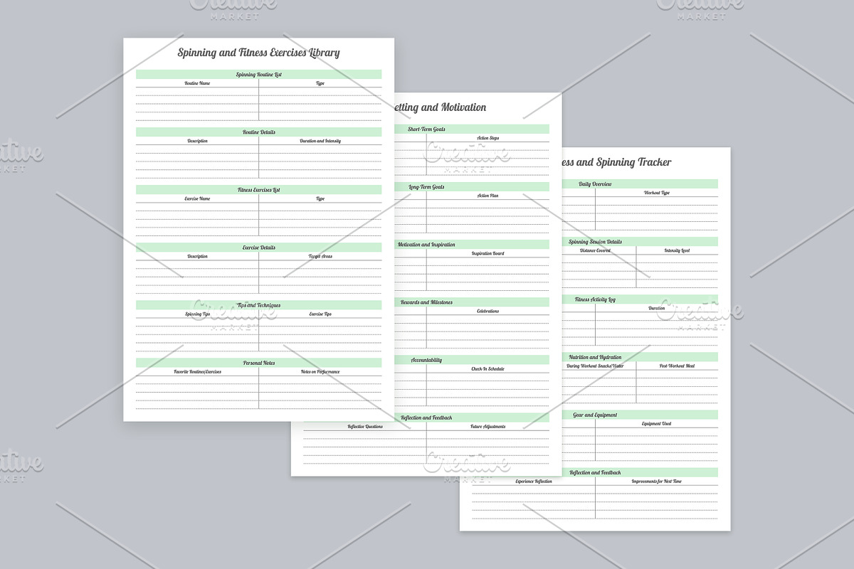 Fitness Planner Pages Set V-17, a Stationery Template by shahsoft (Photo 2 of 3)
