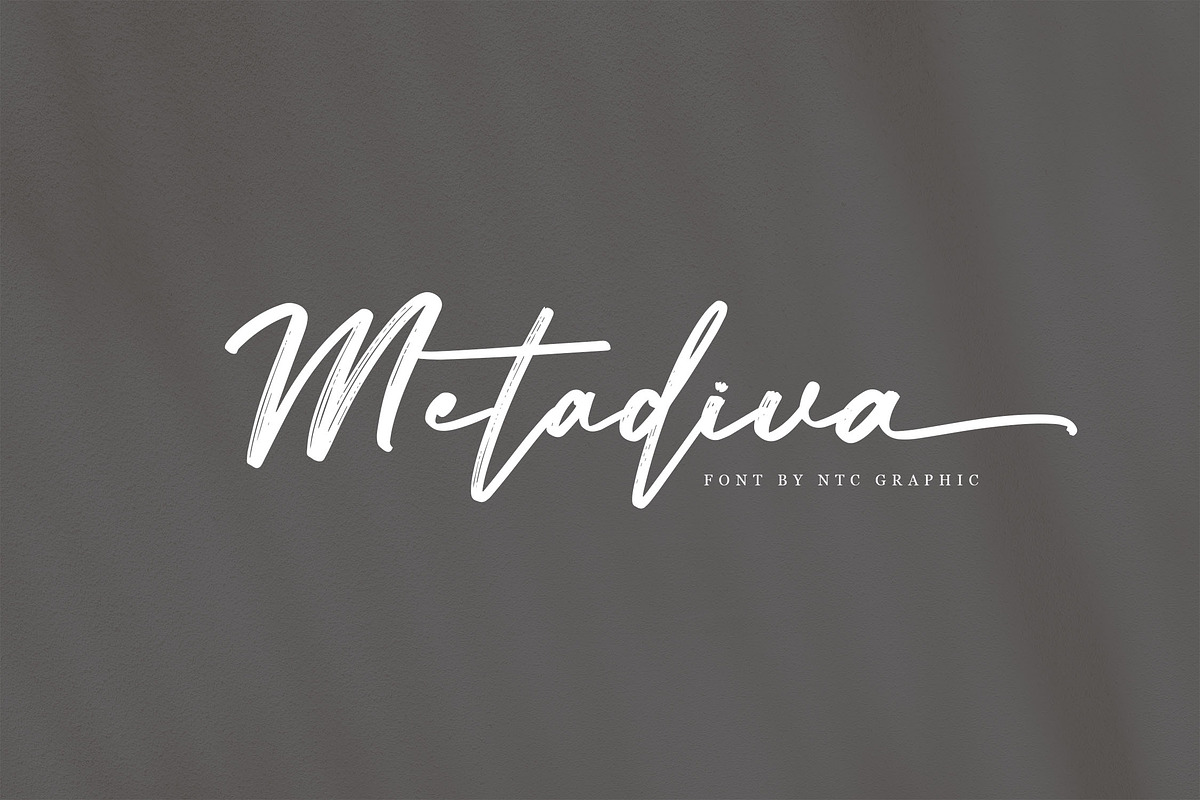 Metadiva Brush Script Font, a Script Font by NTC Graphic (Photo 1 of 7)