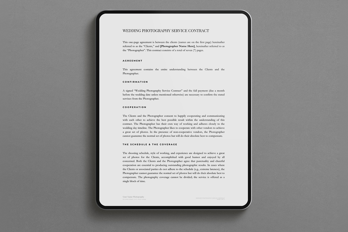 Wedding Photography Contract, a Stationery Template by Cagdas Yoldas (Photo 6 of 6)