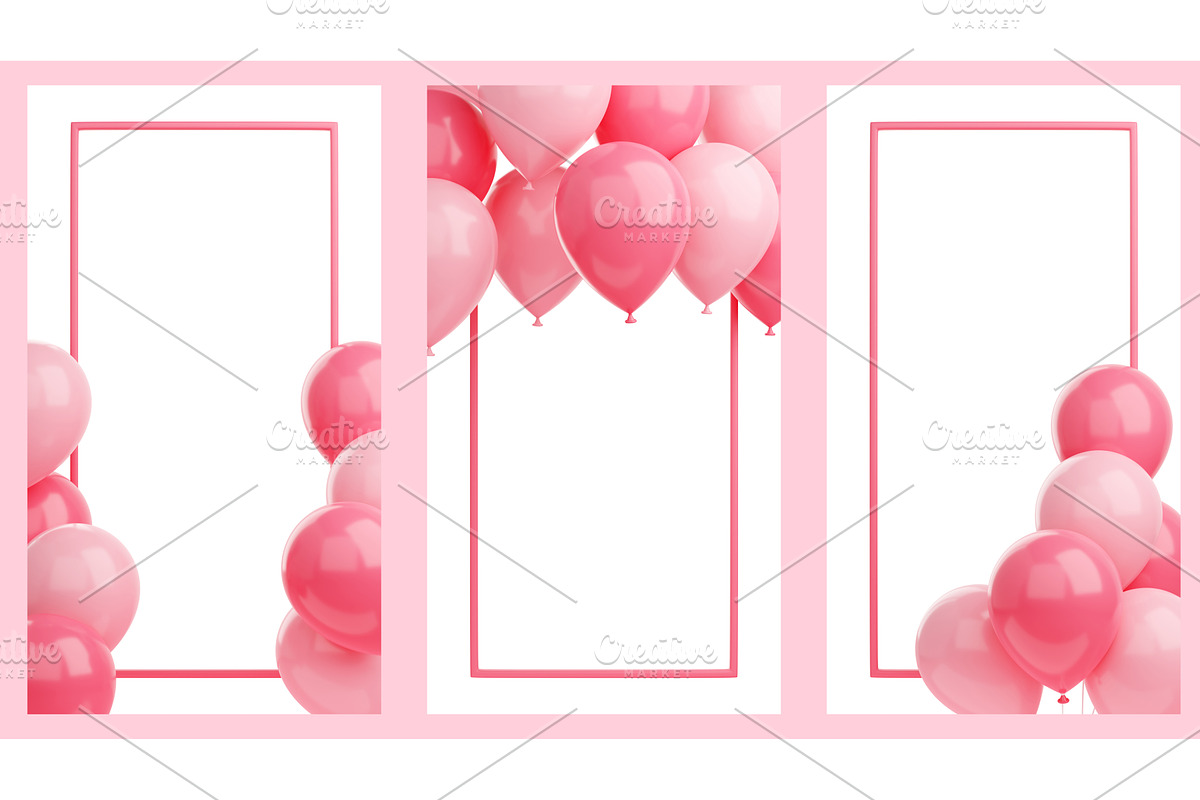 Congratulation banner with pink, a Textures & Material 3D Model by YuliiaOsadcha