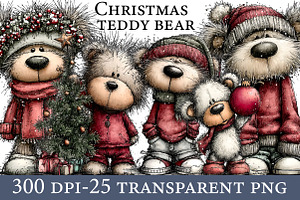 Christmas teddy bear clipart, an Illustration by Designworld
