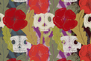 Folk art pattern poppy, sugar skull, a Pattern Graphic by NayaChu (Thumbnail 9 of 10)