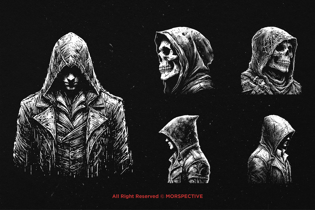 10 Bundle Dark Art Assassins Killer, an Illustration by Morspective (Photo 5 of 7)