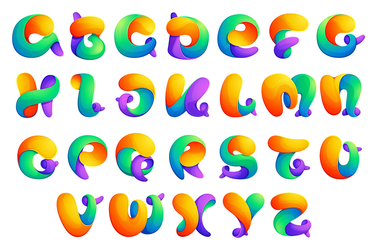 Colorful twisted line alphabet., an Icon by kaer_shop