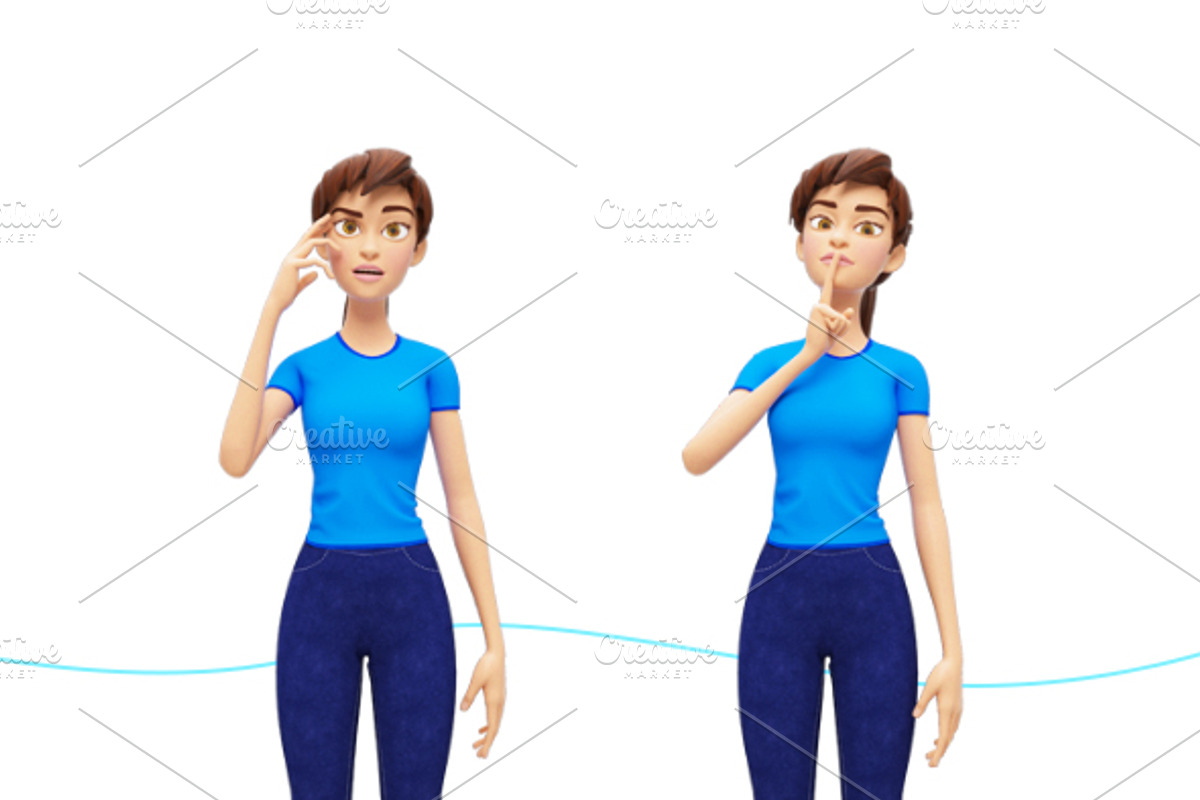 Jenny Cartoon 3D Character Promo Set, a Person Illustration by Oleg Ribar (Photo 20 of 26)