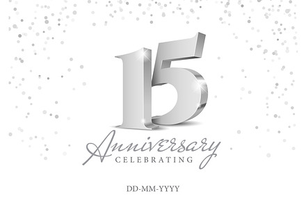 Anniversary 15. silver 3d numbers. P