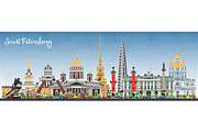 Saint Petersburg Russia city skyline, an Illustration by Booblgum (Thumbnail 1 of 3)