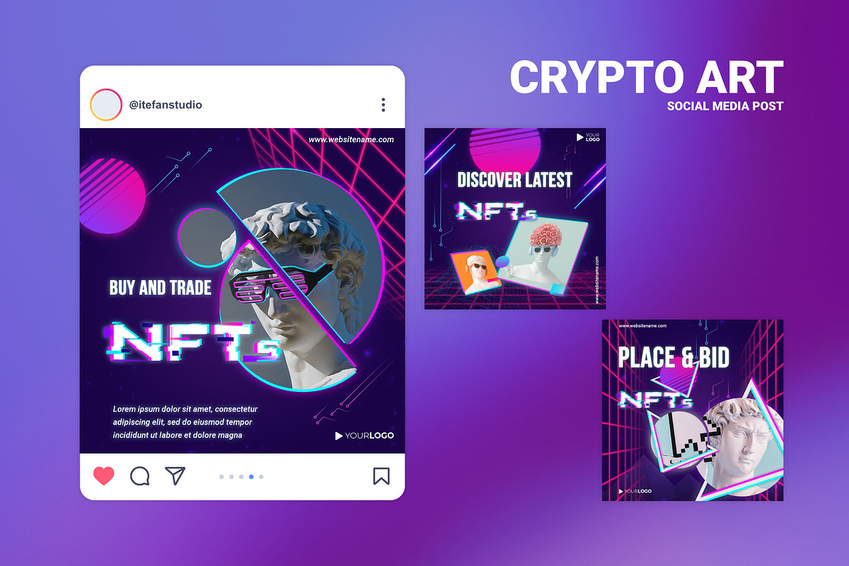 Crypto Art Social Media Post, a Social Media Template by itefan Studio (Photo 4 of 4)