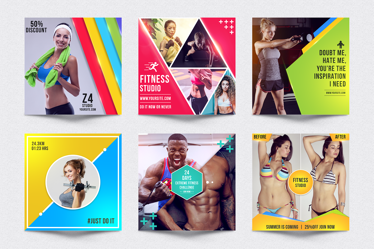 Fitness Social Media Kit, a Social Media Template by Jaisivakumar (Photo 3 of 12)