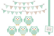 Mint Green Vector Owls & Papers, an Animal Illustration by Amanda Ilkov (Thumbnail 2 of 3)