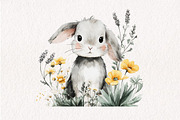 Watercolor Bunnies and Wild Flower, an Illustration by CreationArt (Thumbnail 9 of 10)
