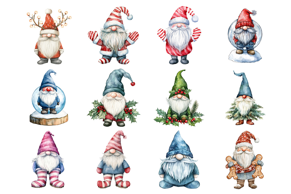 Christmas Gnomes Clipart, an Illustration by Design Market (Photo 2 of 4)