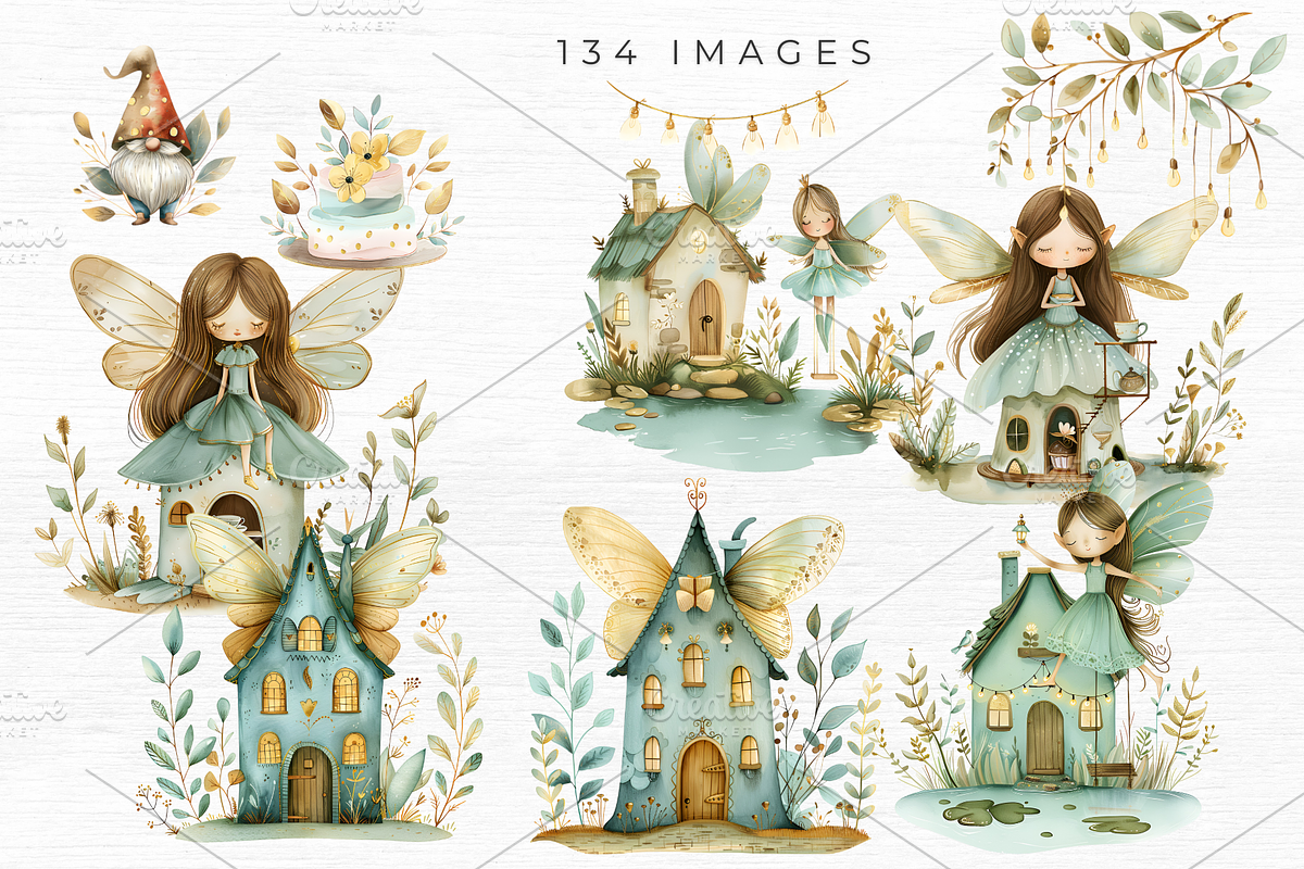 Fairy Garden Clipart, 134 PNG, a Decorative Illustration by EllyandLima (Photo 8 of 10)