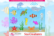 Sea Creatures clip art, an Object Graphic by PolpoDesign (Thumbnail 1 of 3)