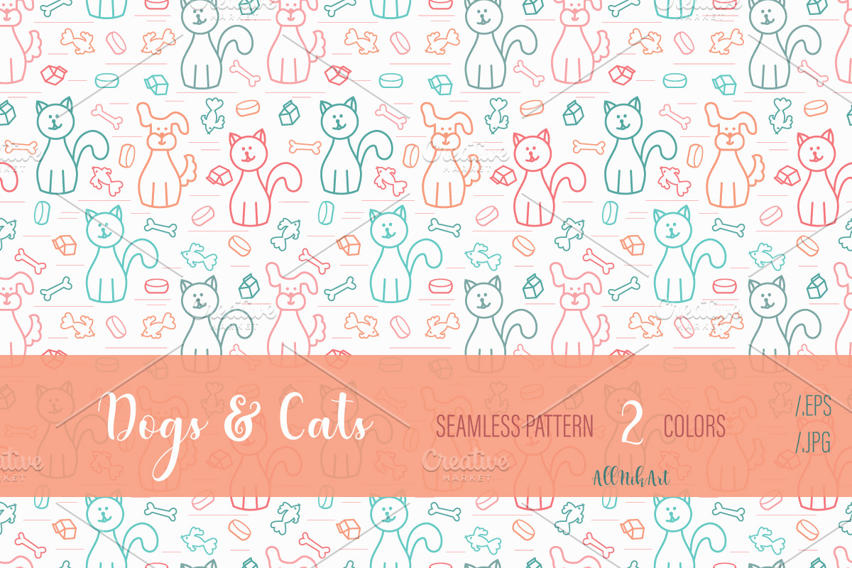 Dogs and Cats Pattern, a Pattern Graphic by AllNikArt (Photo 1 of 4)