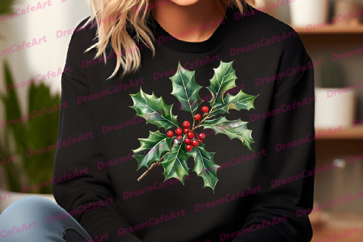 Christmas Watercolor Clipart Set, an Illustration by DreamCafeArt (Photo 5 of 7)