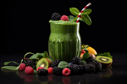 Green Smoothie With Berries, Kiwi, a, a Photo by Iftikhar Alam
