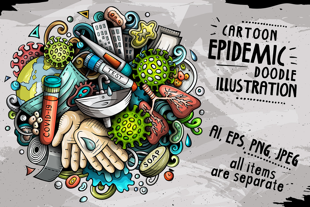 Cartoon Doodle Epidemic Illustration, a Healthcare Illustration by BALABOLKA (Photo 2 of 3)