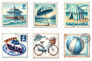 Blue Summer 1920 Postage Stamp png, an Illustration by Dream Creation (Thumbnail 3 of 6)