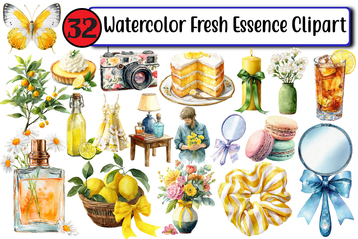 Watercolor Fresh Essence Clipart, an Illustration by Design Market (Photo 1 of 3)