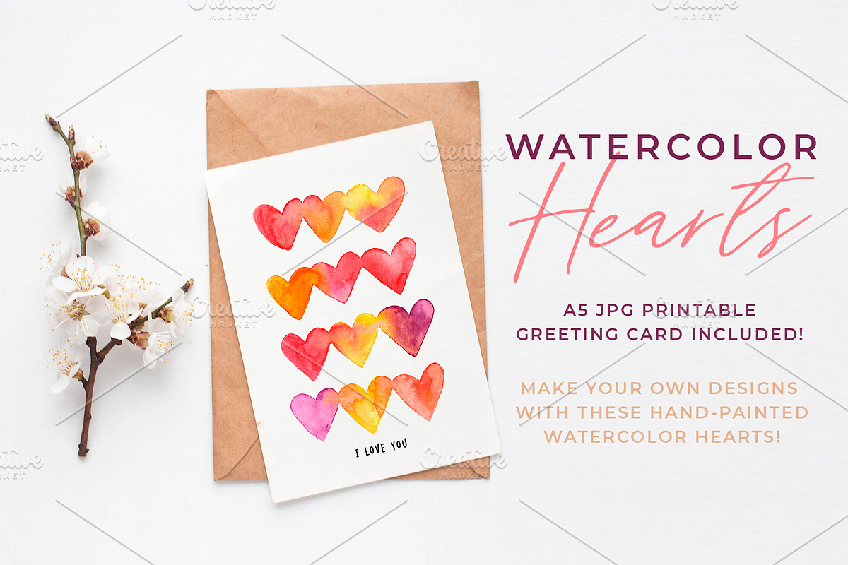Watercolor Hearts, an Illustration by Laura Camoe (Photo 3 of 4)