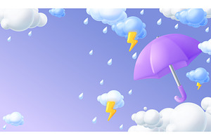 3d rainy weather. Render umbrella, an Illustration by Stock-Smart-Start