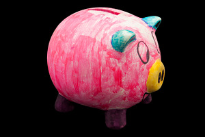 Piggy bank containing account, background, and bank