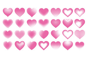 Halftone hearts. Pink pop art style, an Illustration by Stock-Smart-Start