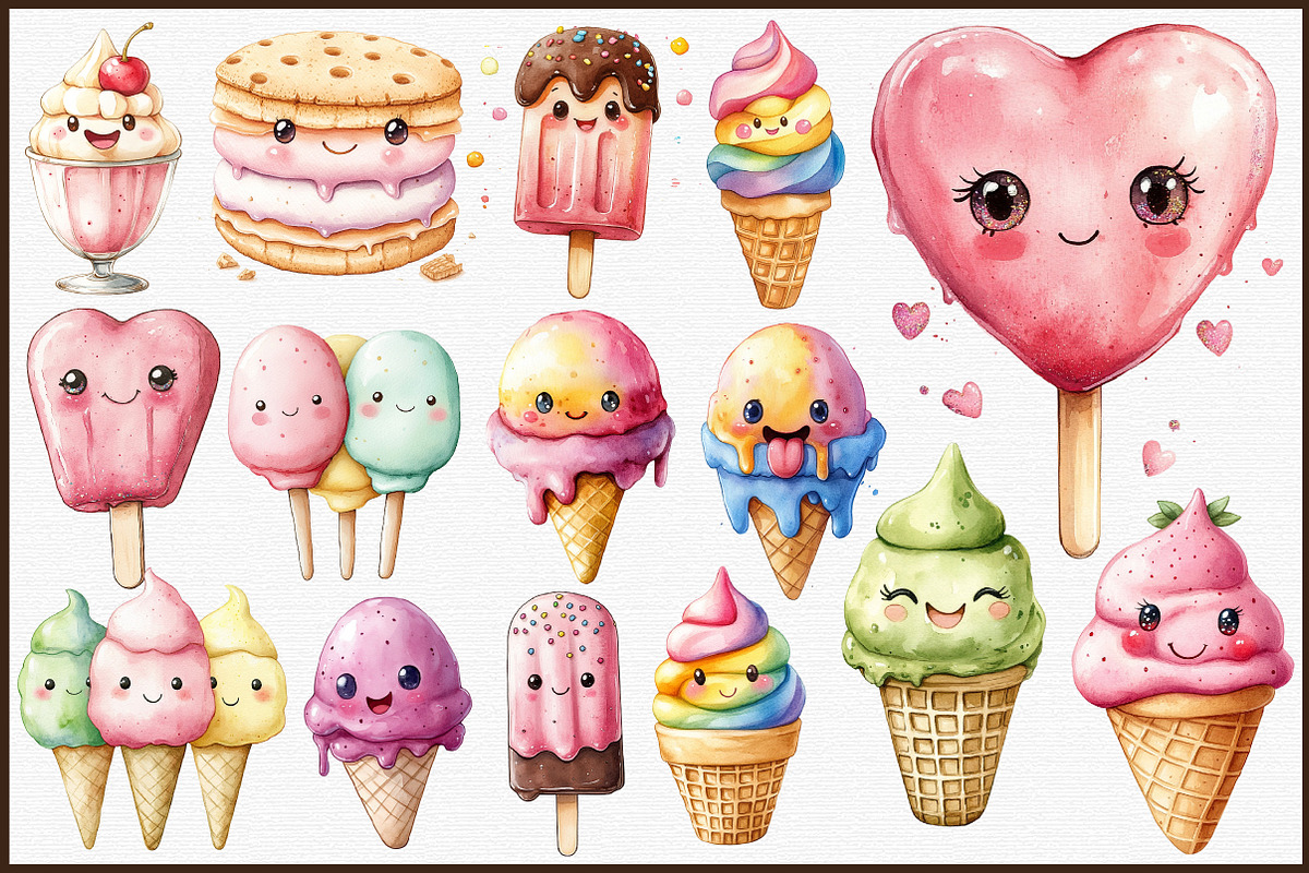 Kawaii Ice Cream Fun Collection, an Illustration by Sublimation Artist (Photo 3 of 6)