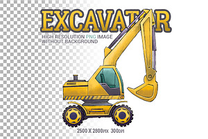 Excavator PNG digital illustration