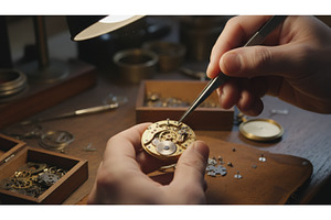 Watchmaker uses delicate tweezers to, an Arts & Entertainment Photo by Igor Tichonow