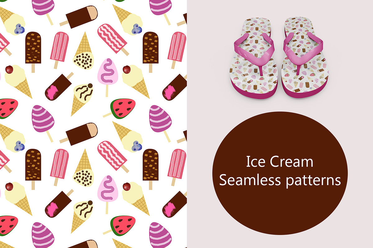 Sweet Ice Cream Patterns, a Pattern Graphic by YuliTeh_art (Photo 1 of 4)