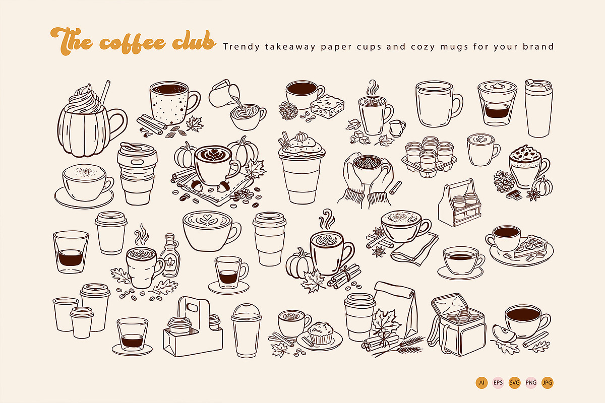 Retro Autumn Coffee Clipart Vector, a Seasonal Illustration by SunnJaneArt (Photo 10 of 19)