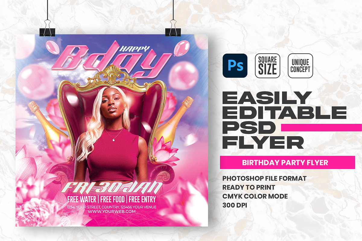 Birthday Party Flyer Design Template, a Flyer Template by Shajib Shikder (Photo 1 of 2)
