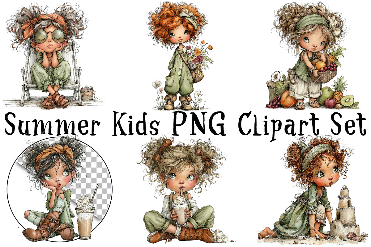 Summer Kids PNG Clipart, a Seasonal Illustration by OK Design (Photo 2 of 6)