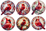 Stained Glass Red Cardinal Clipart, an Illustration by Sublimation Artist (Thumbnail 2 of 6)