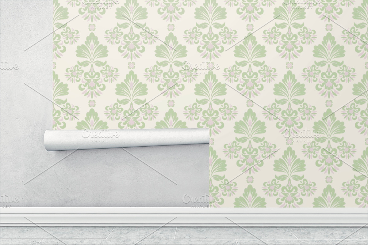 Green Ikat Floral Damask Pattern, a Pattern Graphic by PPEthnicDecorPattern (Photo 2 of 7)