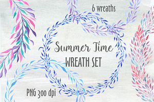Blue wreaths watercolor clipart