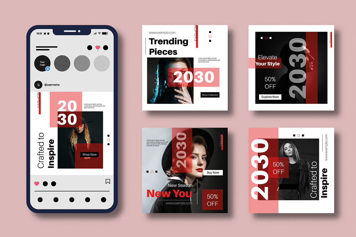 Red & Black Fashion Layouts, a Social Media Template by MightyDesign (Photo 1 of 8)